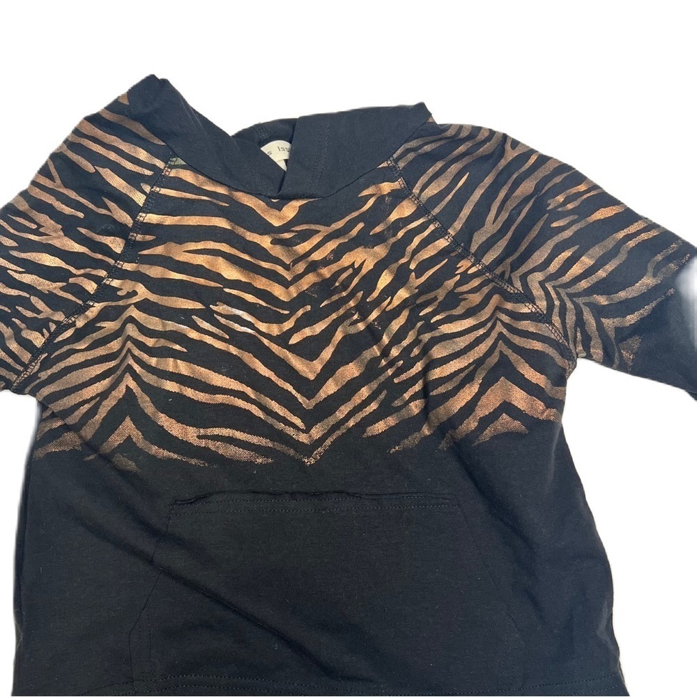 MissIssippi girls sz 8 black animal print gold foil hooded casual streetwear fun